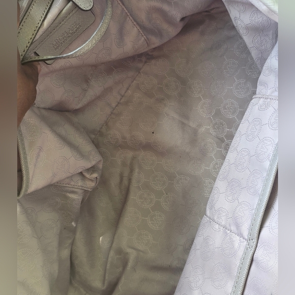 $298 Michael Kors Signature Tote Handbag Jetset Studded Women Leather Gray Rare - Picture 15 of 16